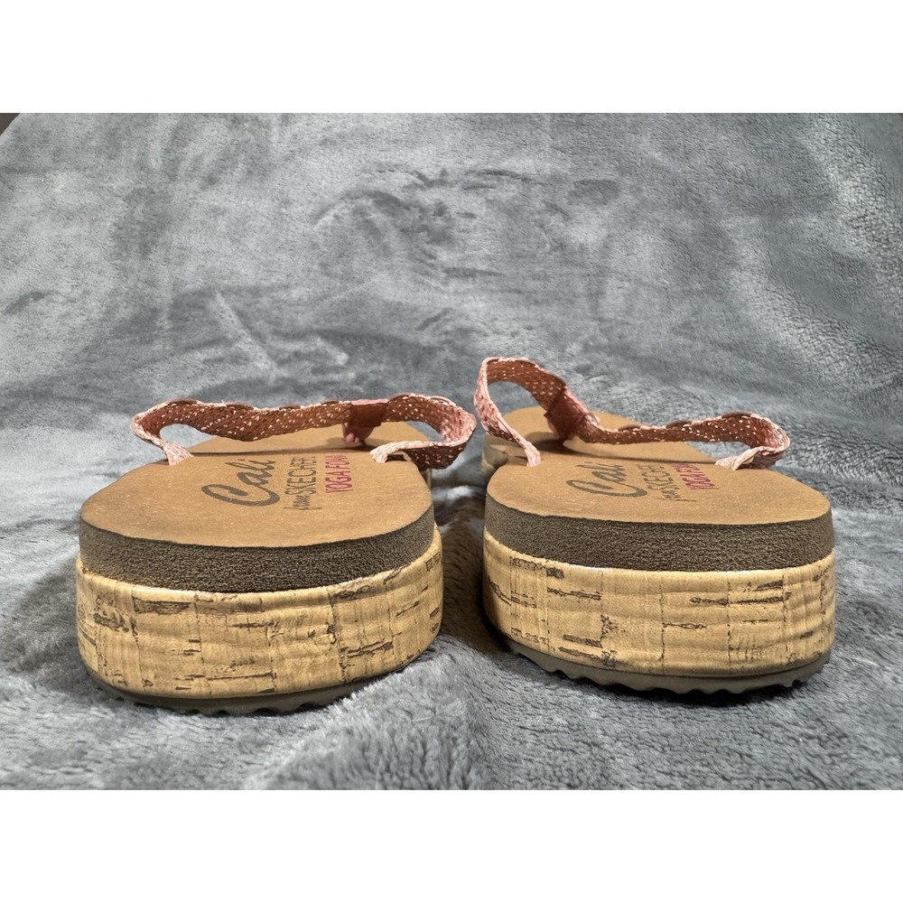 Skechers Shoes Womens Size 8 Pink Cali Yoga Foam Thong Wedge Sandals Cork - Picture 6 of 9